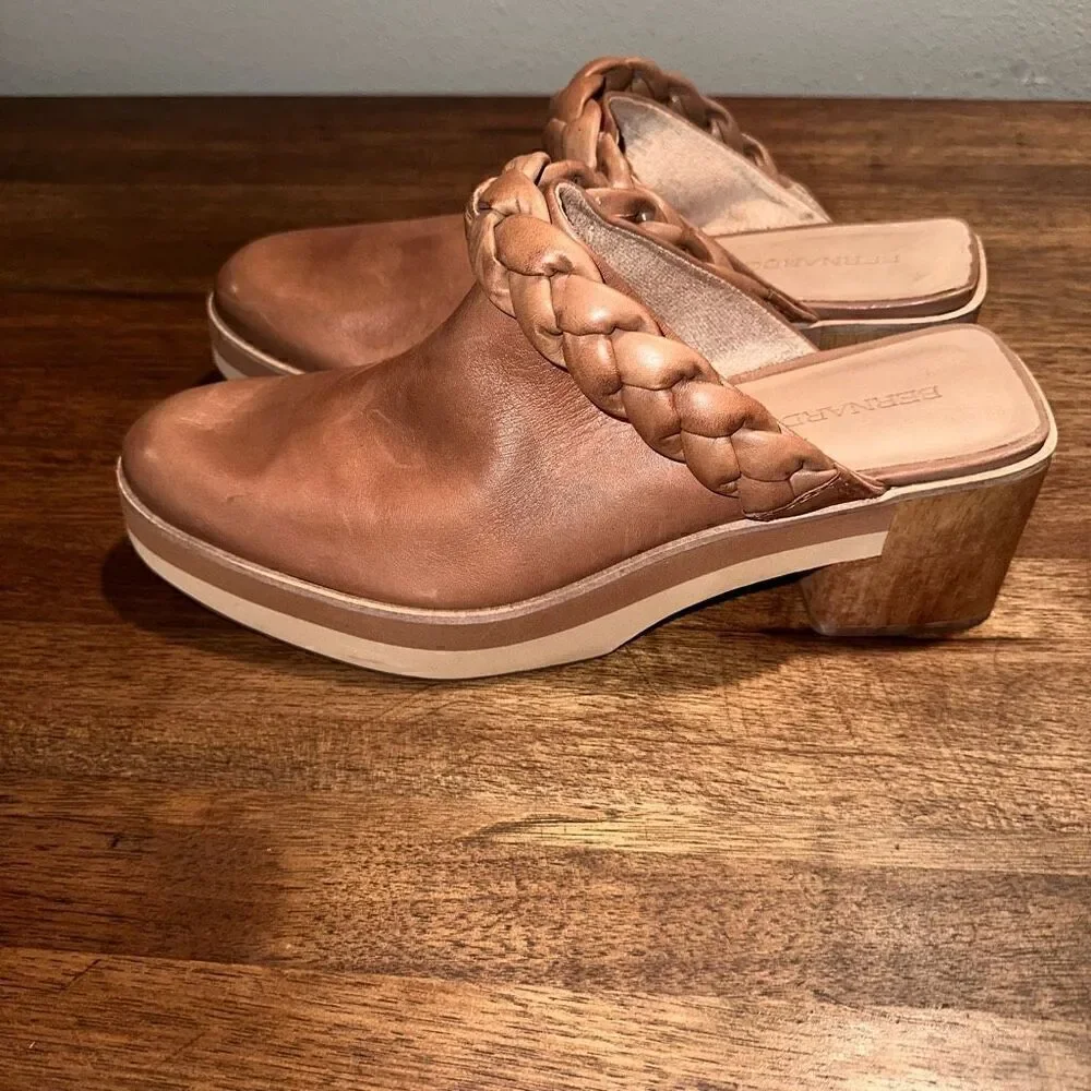 Bernardo Saffia Wood Leather Clog/Mule